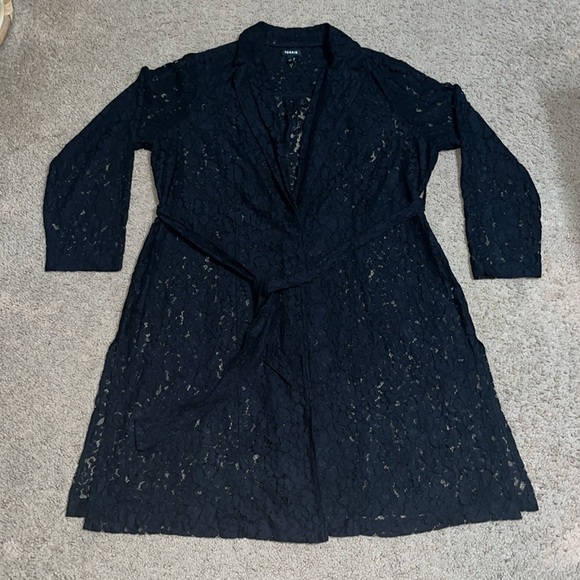 TORRID Floral Lace Sheer Open Duster Trench Coat Black 1X 14-16 - Picture 5 of 13